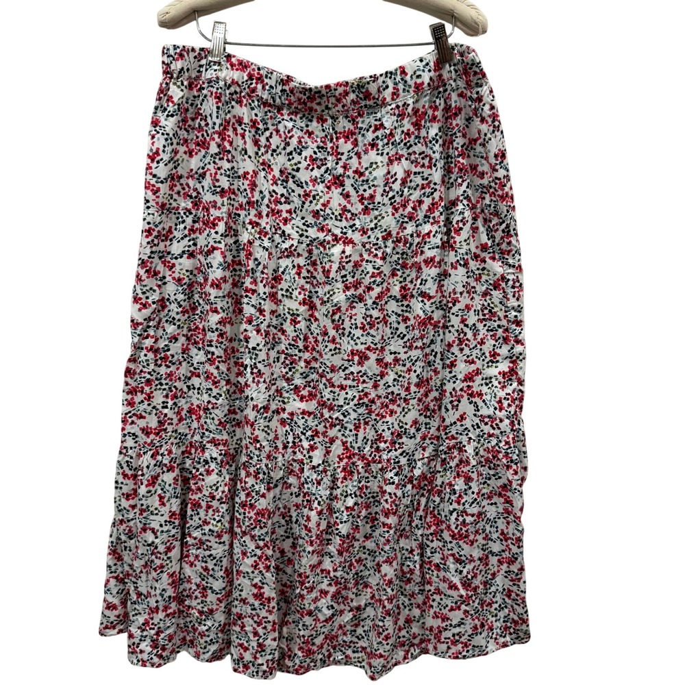 beachlunchlounge Ramona Pink Confetti Floral Tiered Midi Skirt Womens XL NEW